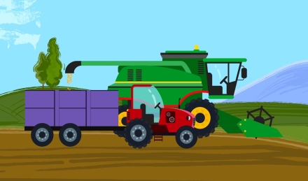 Трактор та комбайн збирають врожай пшениці - Мультик про #трактор  #мультикиукраїнською - YouTube